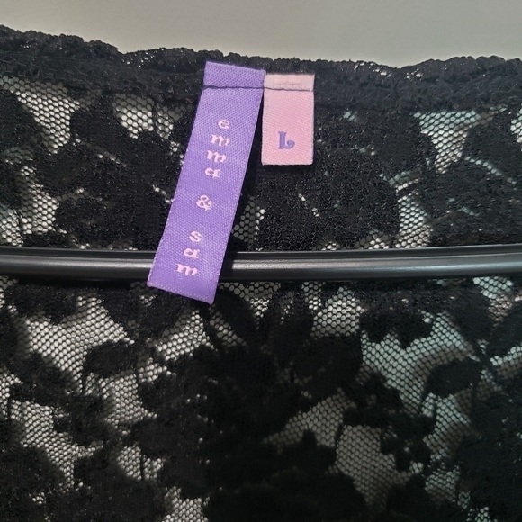 Emma & Sam Black Long Sleeves Lace Top Size Large - Picture 5 of 11